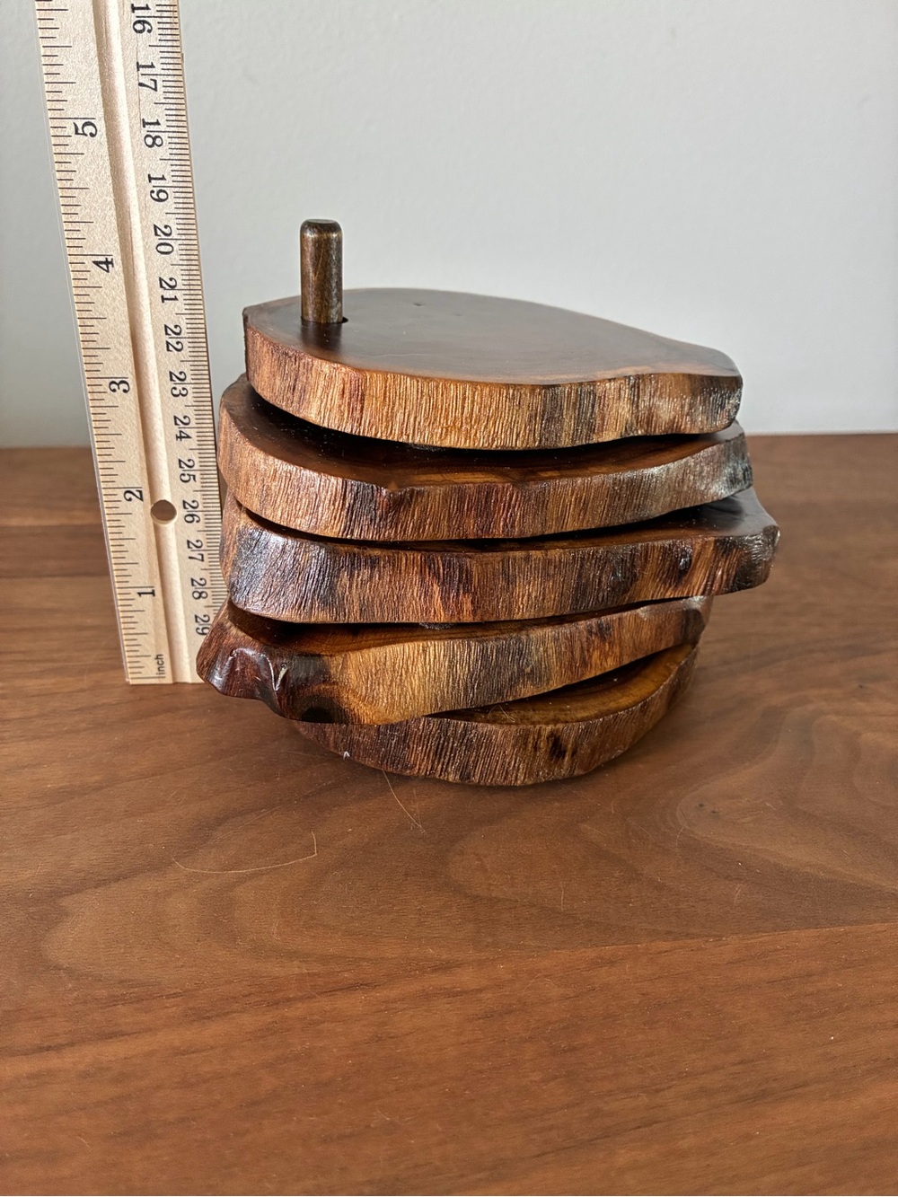 Rustic Live Edge Wood Coaster Set of 4 | Natural Raw Edge Wooden Drink Coasters - Picture 11 of 11